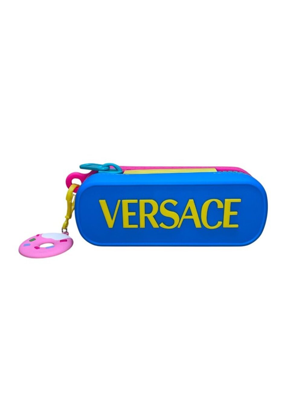 Kids Blue/Pink Silicone Zippered With Donut Charm Hard Glasses Case